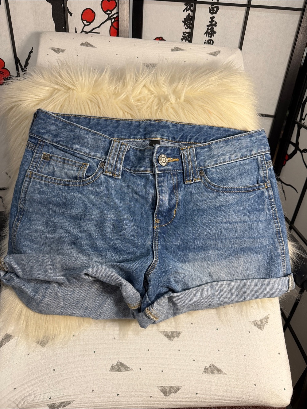 GAP Light Blue Roll-Cuff Denim Shorts